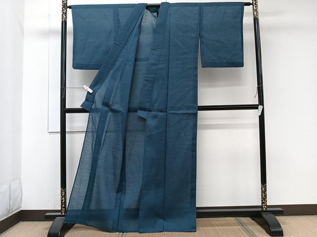 平和屋着物＊夏物　色無地　紗　藍色　CABJ9899xi