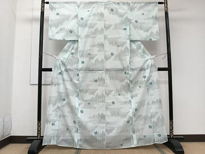 平和屋着物＊夏物　小紋　絽　樹林楓文　洗える着物　CABJ9903xi