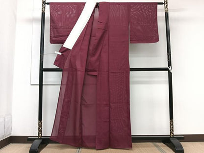 平和屋着物＊夏物　色無地　絽　小豆色　洗える着物　未使用　CABJ9904xi