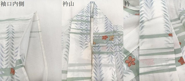 平和屋着物＊夏物　小紋　絽　花蝶文　洗える着物　CABJ9908xi