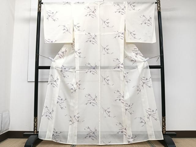 平和屋着物＊夏物　小紋　絽　草花文　洗える着物　CABJ9912xi