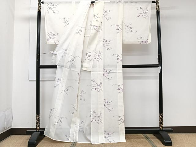 平和屋着物＊夏物　小紋　絽　草花文　洗える着物　CABJ9912xi