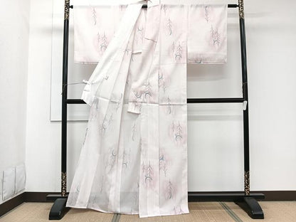 平和屋着物＊夏物　小紋　絽　飛鳥樹林文　洗える着物　CABJ9913xi