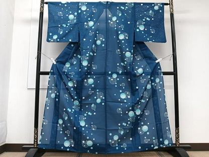 平和屋着物＊夏物　小紋　絽　草花丸文　洗える着物　CABJ9915xi
