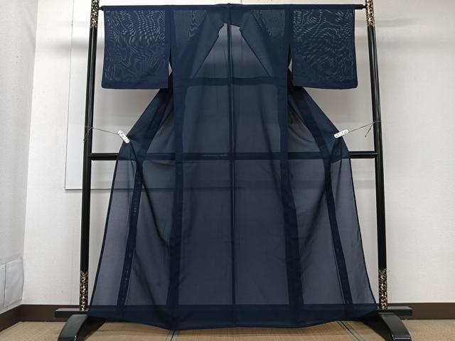 平和屋着物＊夏物　色無地　絽　濃藍色　正絹　逸品　CABJ9919xi