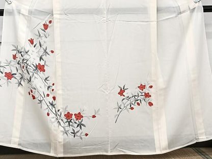 平和屋着物＊夏物　訪問着　絽　手描き　枝草花文　正絹　逸品　CABJ9923xi