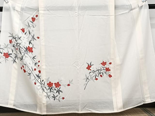 平和屋着物＊夏物　訪問着　絽　手描き　枝草花文　正絹　逸品　CABJ9923xi