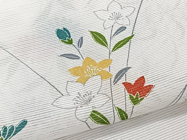平和屋着物＊夏物　小紋　絽　草花文　洗える着物　未使用　CABJ9929xi