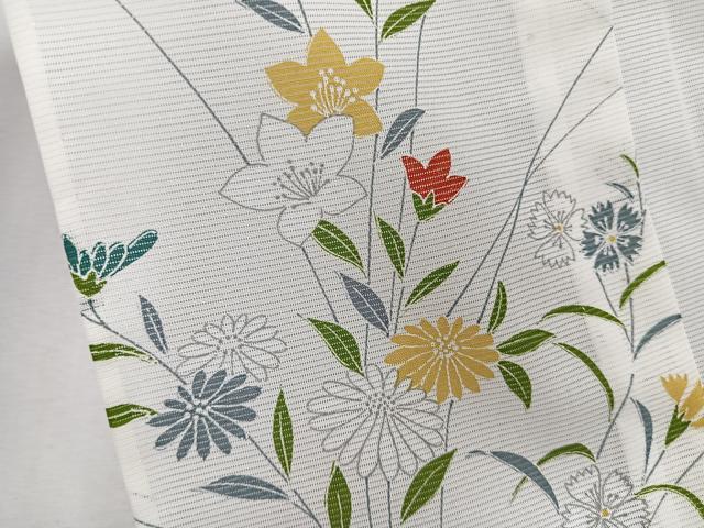 平和屋着物＊夏物　小紋　絽　草花文　洗える着物　未使用　CABJ9929xi