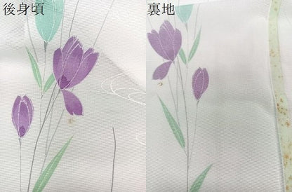 平和屋着物＊夏物　小紋　絽　流水草花文　洗える着物　CABJ9931xi