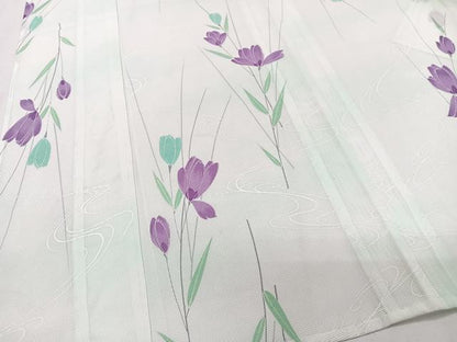 平和屋着物＊夏物　小紋　絽　流水草花文　洗える着物　CABJ9931xi