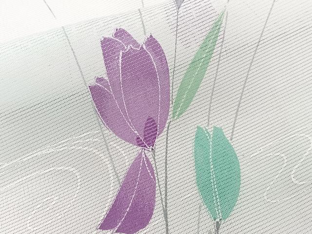 平和屋着物＊夏物　小紋　絽　流水草花文　洗える着物　CABJ9931xi