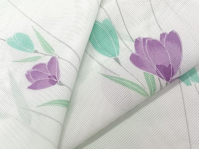 平和屋着物＊夏物　小紋　絽　流水草花文　洗える着物　CABJ9931xi