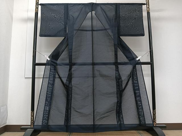 平和屋着物＊夏物　色無地　紗　濃藍色　正絹　逸品　CABJ9935xi