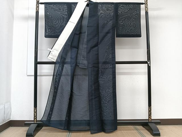 平和屋着物＊夏物　色無地　紗　濃藍色　正絹　逸品　CABJ9935xi