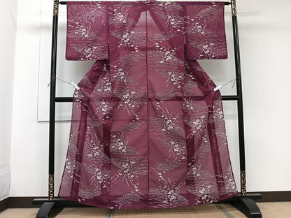 平和屋着物＊夏物　小紋　絽　草花文　洗える着物　CABJ9936xi