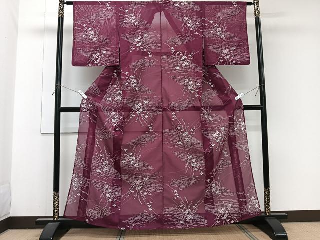 平和屋着物＊夏物　小紋　絽　草花文　洗える着物　CABJ9936xi