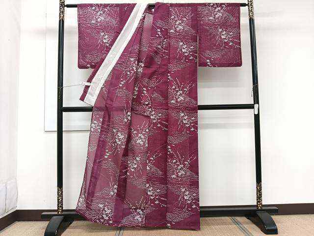 平和屋着物＊夏物　小紋　絽　草花文　洗える着物　CABJ9936xi