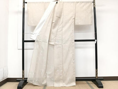 平和屋着物＊夏物　小紋　絽　枝葉文　洗える着物　CABJ9938xi