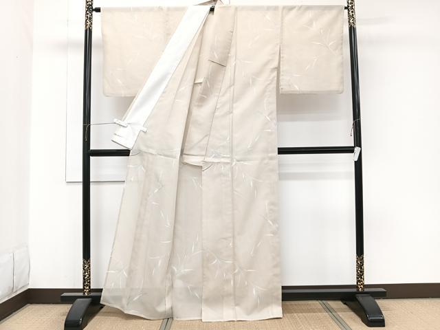 平和屋着物＊夏物　小紋　絽　枝葉文　洗える着物　CABJ9938xi