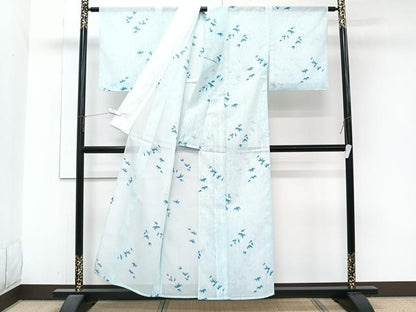 平和屋着物＊夏物　小紋　絽　笹文　洗える着物　未使用　CABJ9941xi
