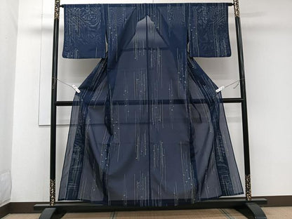 平和屋着物＊夏物　小紋　絽　笹竹文　洗える着物　CABJ9942xi