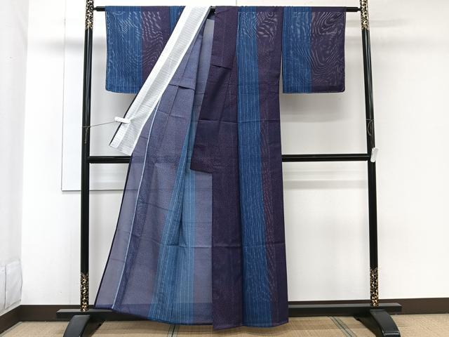 平和屋着物＊夏物　小紋　絽　竹花文　洗える着物　未使用　CABJ9944xi