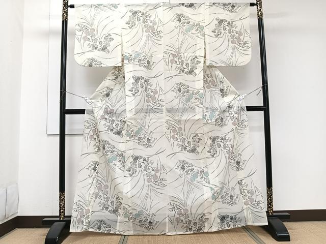 平和屋着物＊夏物　小紋　絽　草花文　洗える着物　CABJ9945xi