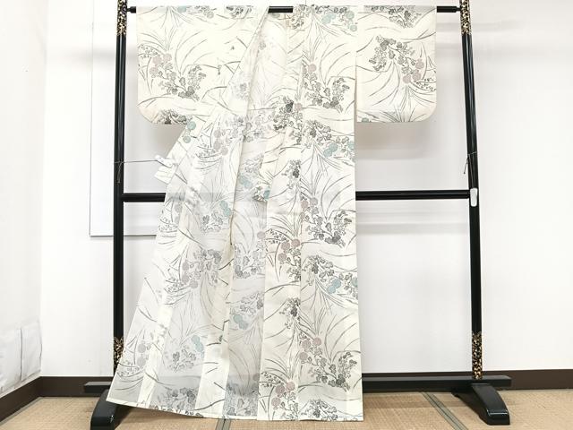 平和屋着物＊夏物　小紋　絽　草花文　洗える着物　CABJ9945xi
