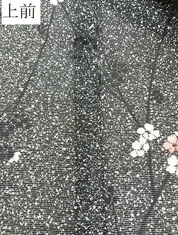 平和屋着物＊夏物　小紋　絽　枝梅文　たたき染め　黒地　洗える着物　CABJ9946xi