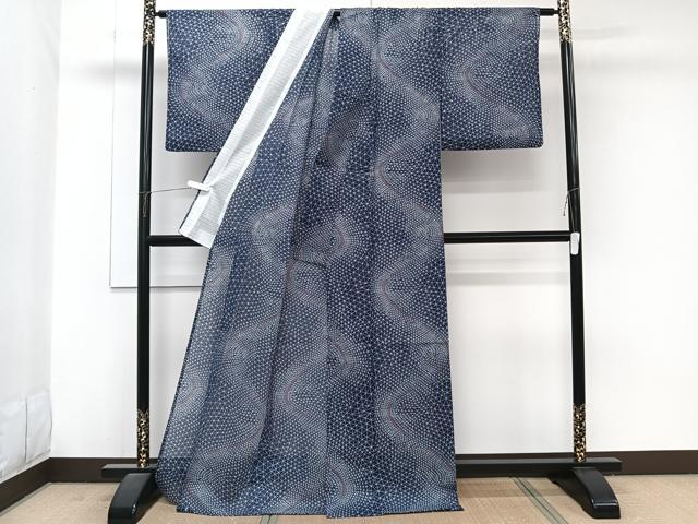 平和屋着物＊夏物　小紋　絽　流水文　洗える着物　CABJ9948xi
