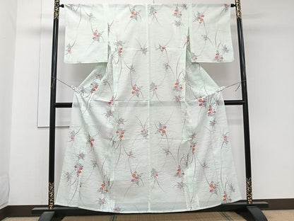 平和屋着物＊夏物　小紋　絽　草花文　洗える着物　CABJ9953xi