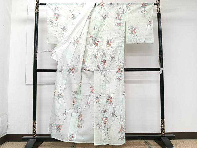 平和屋着物＊夏物　小紋　絽　草花文　洗える着物　CABJ9953xi