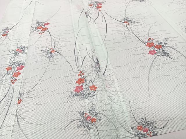 平和屋着物＊夏物　小紋　絽　草花文　洗える着物　CABJ9953xi