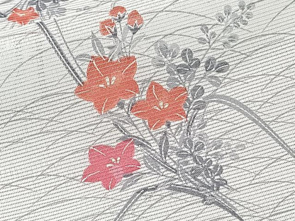平和屋着物＊夏物　小紋　絽　草花文　洗える着物　CABJ9953xi