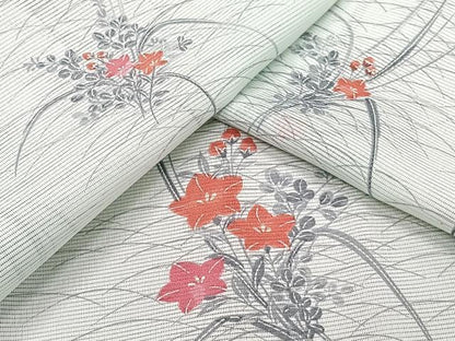 平和屋着物＊夏物　小紋　絽　草花文　洗える着物　CABJ9953xi