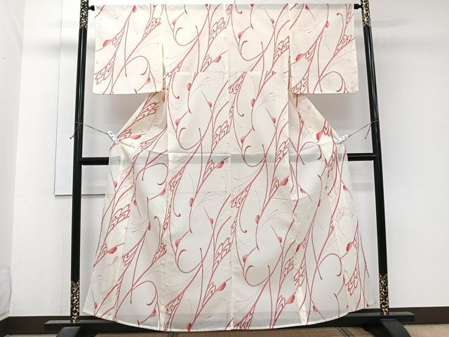 平和屋着物＊夏物　小紋　絽　花唐草文　洗える着物　未使用　CABJ9954xi