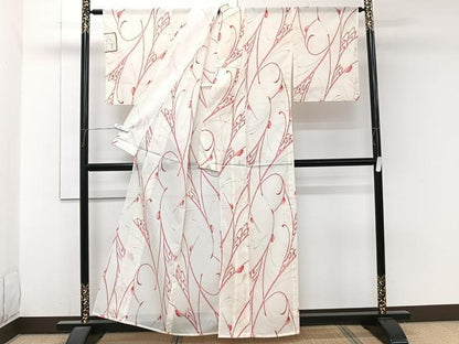 平和屋着物＊夏物　小紋　絽　花唐草文　洗える着物　未使用　CABJ9954xi