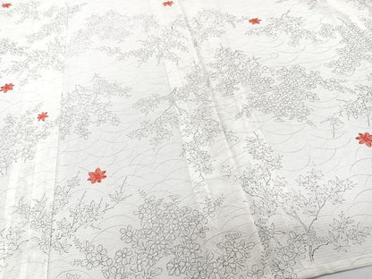 平和屋着物＊夏物　小紋　絽　草花楓文　洗える着物　CABJ9956xi