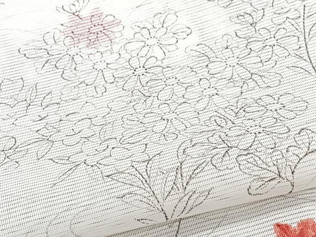 平和屋着物＊夏物　小紋　絽　草花楓文　洗える着物　CABJ9956xi