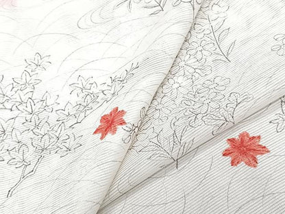 平和屋着物＊夏物　小紋　絽　草花楓文　洗える着物　CABJ9956xi