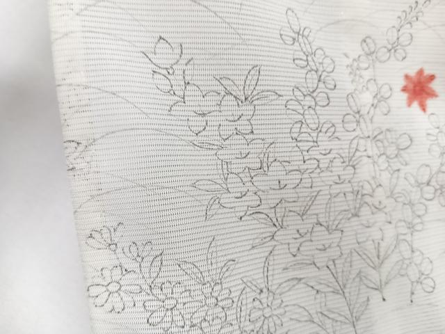 平和屋着物＊夏物　小紋　絽　草花楓文　洗える着物　CABJ9956xi