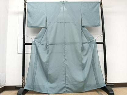 平和屋着物＊夏物　色無地　絽　錆青磁色　洗える着物　CABJ9957xi