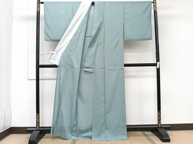 平和屋着物＊夏物　色無地　絽　錆青磁色　洗える着物　CABJ9957xi