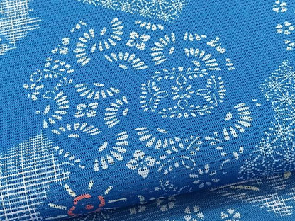 平和屋着物＊夏物　小紋　絽　亀甲草花文　洗える着物　CABJ9959xi