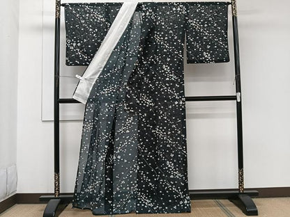 平和屋着物＊夏物　小紋　絽　水玉文様　洗える着物　CABJ9960xi