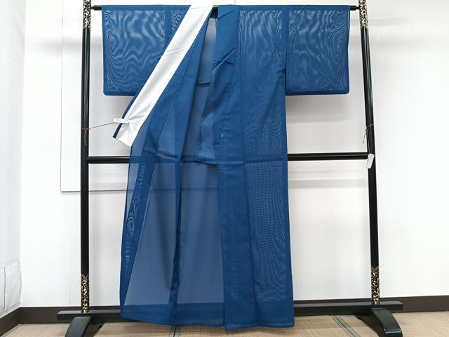 平和屋着物＊夏物　色無地　絽　瑠璃色　洗える着物　CABJ9963xi