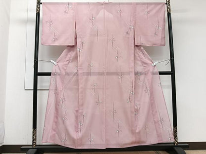 平和屋着物＊夏物　小紋　絽　流水花文　洗える着物　CABJ9964xi