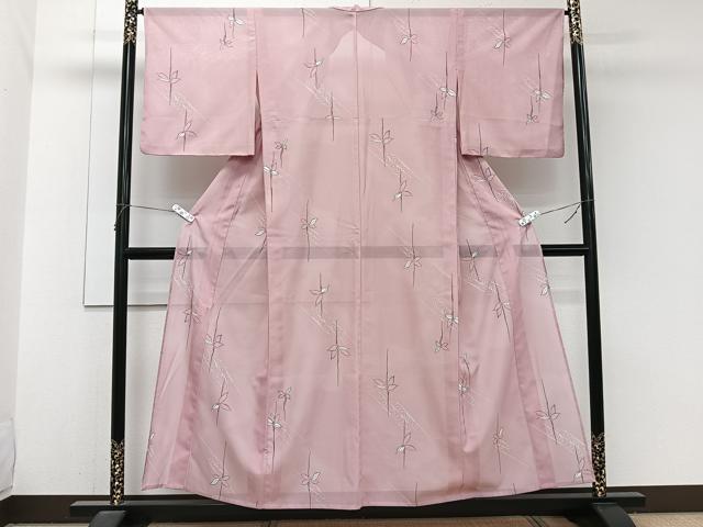 平和屋着物＊夏物　小紋　絽　流水花文　洗える着物　CABJ9964xi