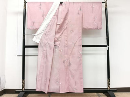 平和屋着物＊夏物　小紋　絽　流水花文　洗える着物　CABJ9964xi